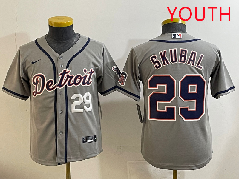 Youth 2025 Detroit Tigers 29 Skubal grey Nike MLB jersey style 8